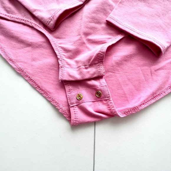 J.Crew Bodysuit Womens Medium Pink Ruffle Long Sleeve V Neck Barbiecore New - Picture 4 of 13